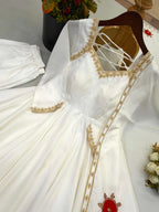 Heavy Upada Silk Embroidered Gown Pant & Dupatta Set