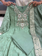 Kanjivaram Hand Work 3 Piece Ethnic Suit Set