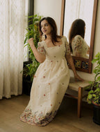 Embroidered Roman Silk Anarkali Gown