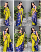 Lichi Silk Saree with Jacquard Weaving & Rich Pallu