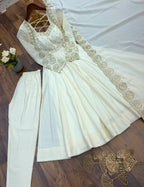Roman Silk Embroidered Anarkali Gown Set with Chanderi Dupatta