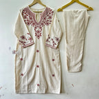 Embroidered Cotton Flex Kurti with Mul Cotton Dupatta