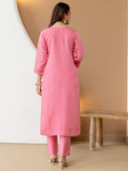 Embroidered Roman Silk Kurta Pant Set with Printed Dupatta
