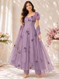 Handpainted Georgette Anarkali Suit Set with Dupatta