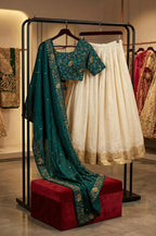 Kanakvalli Cream & Maroon Embroidered Lehenga Set