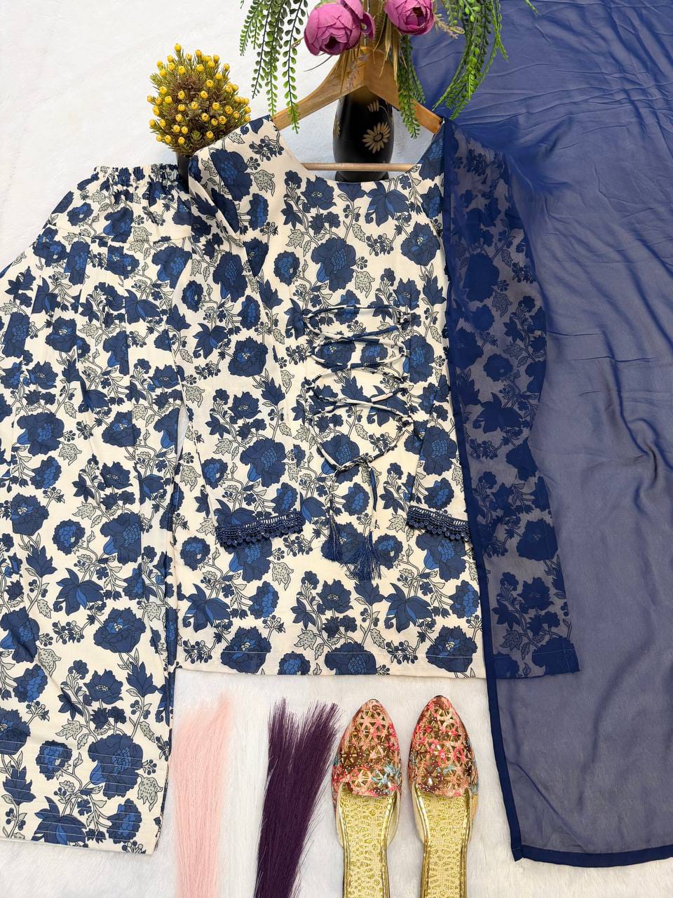 Cameric Cotton Farshi Pant Kurta Set with Dupatta