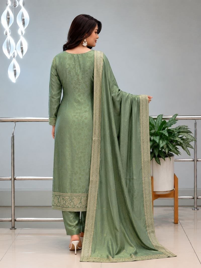 Kanjivaram Hand Work 3 Piece Ethnic Suit Set
