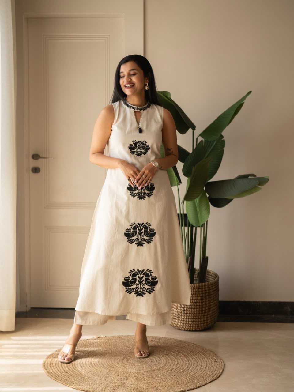 Cotton Flex Embroidered Kurti Pant Dupatta Set