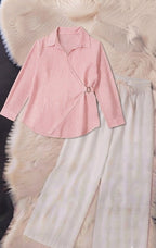Striped Wrap Knot Top & Palazzo Co-Ord Set