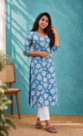 Cotton Slub V-Neck Kurti & Pant Set