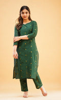Kanchi Cotton Zari Work Kurti Pant Set