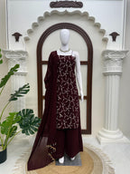 Embroidered Georgette Kurti Pant Set with Dupatta