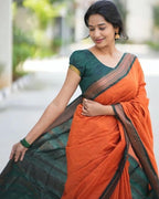 Lichi Silk Saree with Jacquard Weaving & Brocade Blouse