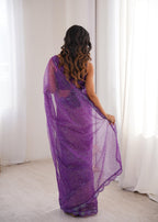 Soft Net Saree with Thread & Sequin Embroidery and Benglori Silk Blouse