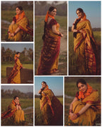 Lichi Silk Saree with Jacquard Weaving & Rich Pallu