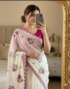 Floral embroidery sarees
