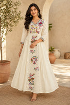 Kora Cotton Embroidered Maxi Gown for Women
