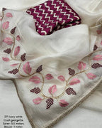 Star Georgette Embroidered Saree with Digital Print Blouse
