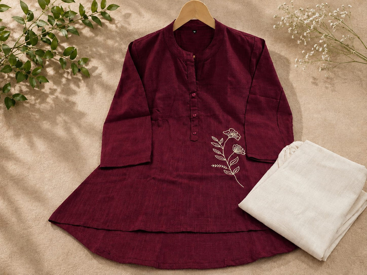 Cotton Slub Shirt and Pant Co-Ord Set for Women
