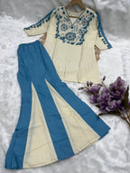Cotton Embroidered Top & Kali Pants Co-Ord Set