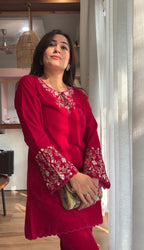 Pure Cotton Hand Embroidered Co-ord Set with Flared Pants