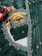 Beads & Sequins Work Fendy Silk Saree with Blouse