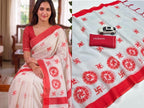 Digital Print Linen Saree with Matching Blouse & Latkan