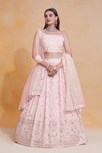 Georgette Zari & Sequins Embroidered Lehenga Set with Soft Net Dupatta