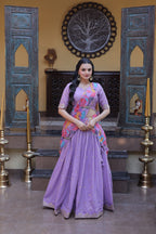 Zari Sequins Embroidered Cosmos Silk Lehenga Choli Set