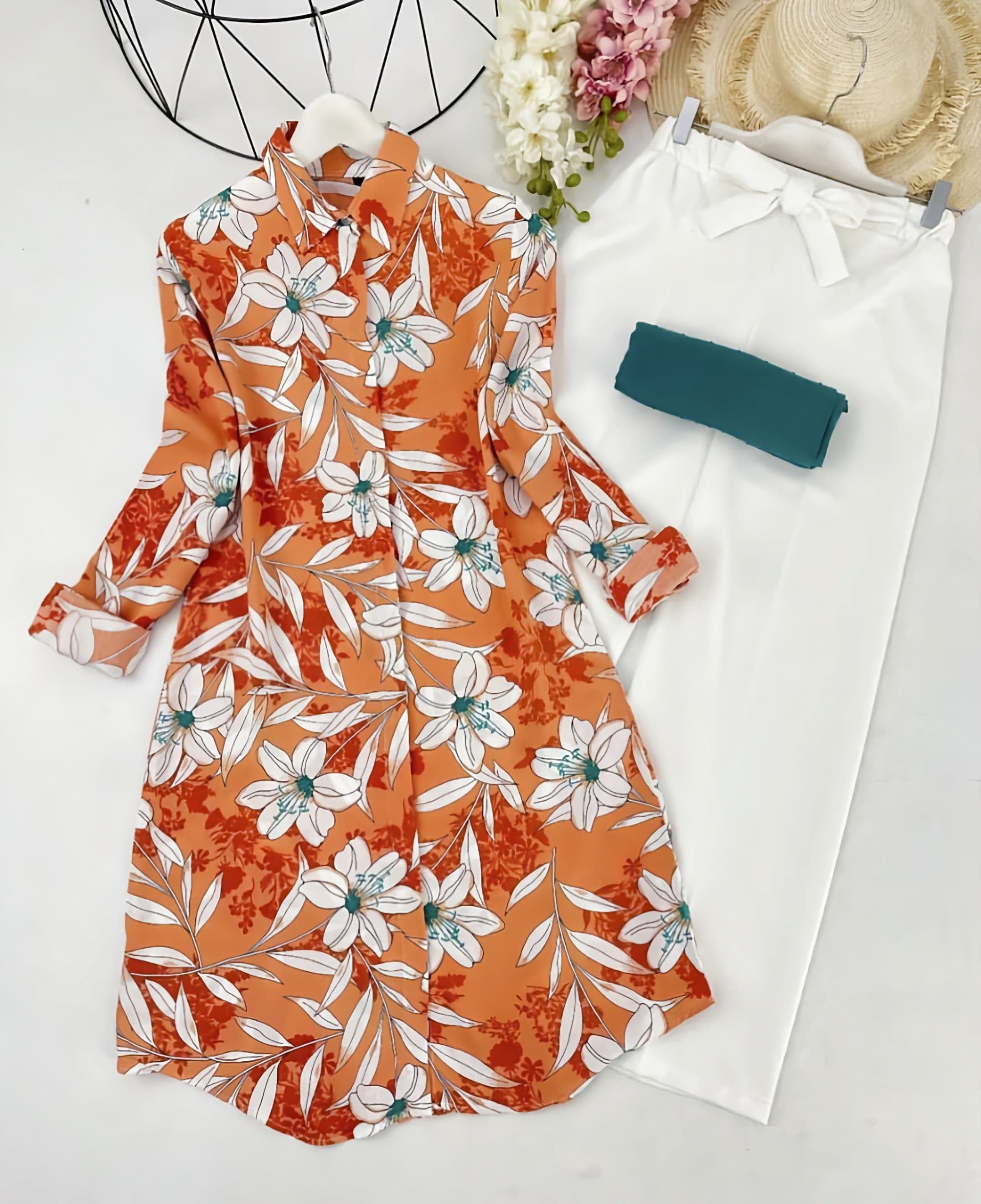 Digital Print Rayon Kurti with Stretchable Palazzo Set