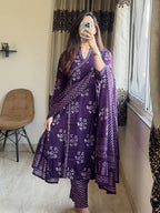 Heavy Cotton Khata Work Kurti Pant Dupatta Set