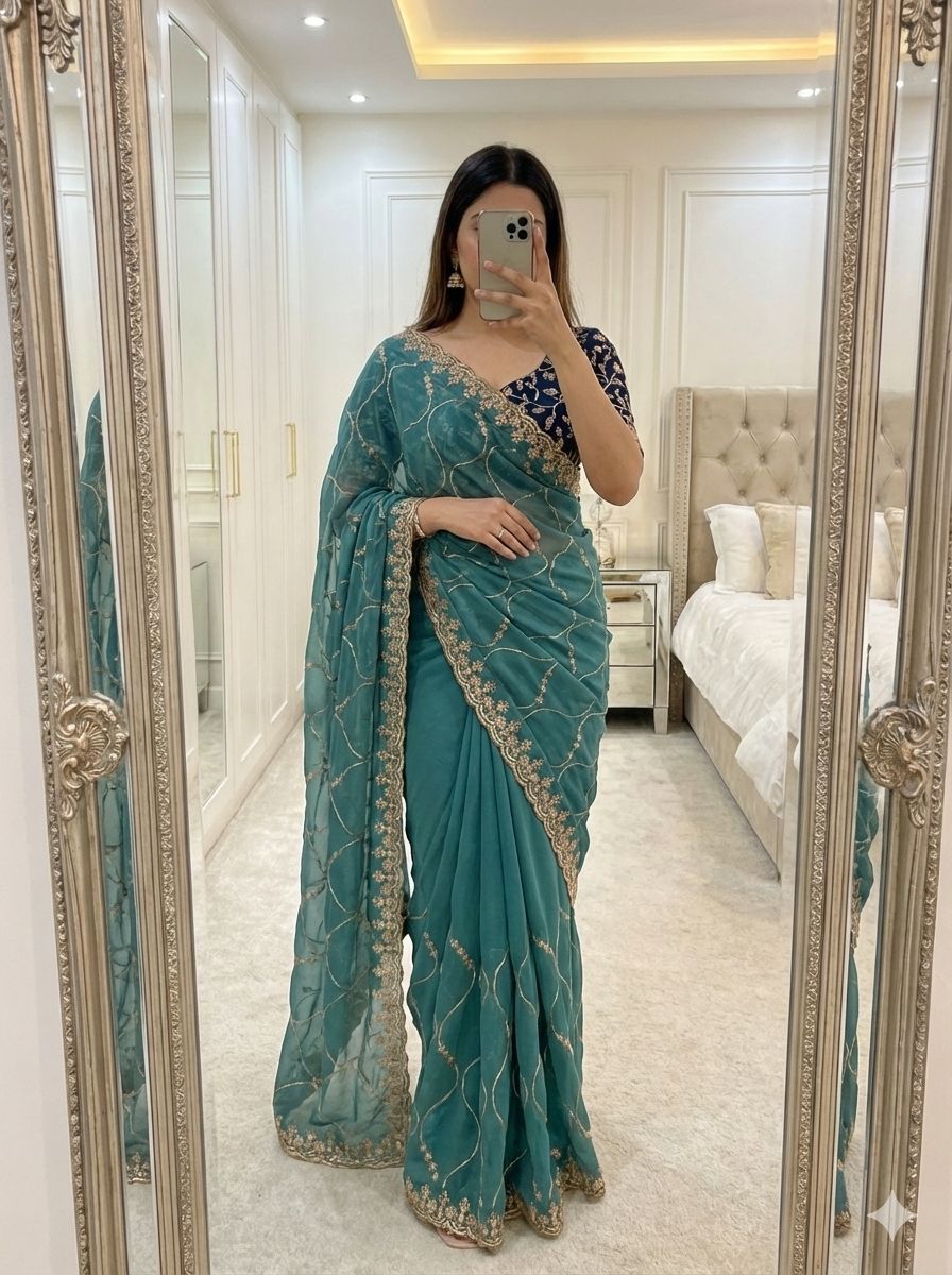 Embroidered Star Georgette Saree
