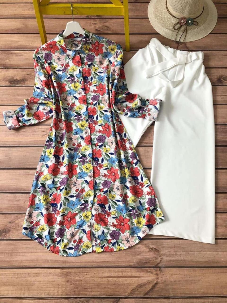 Digital Print Rayon Kurti with Lycra Palazzo Set
