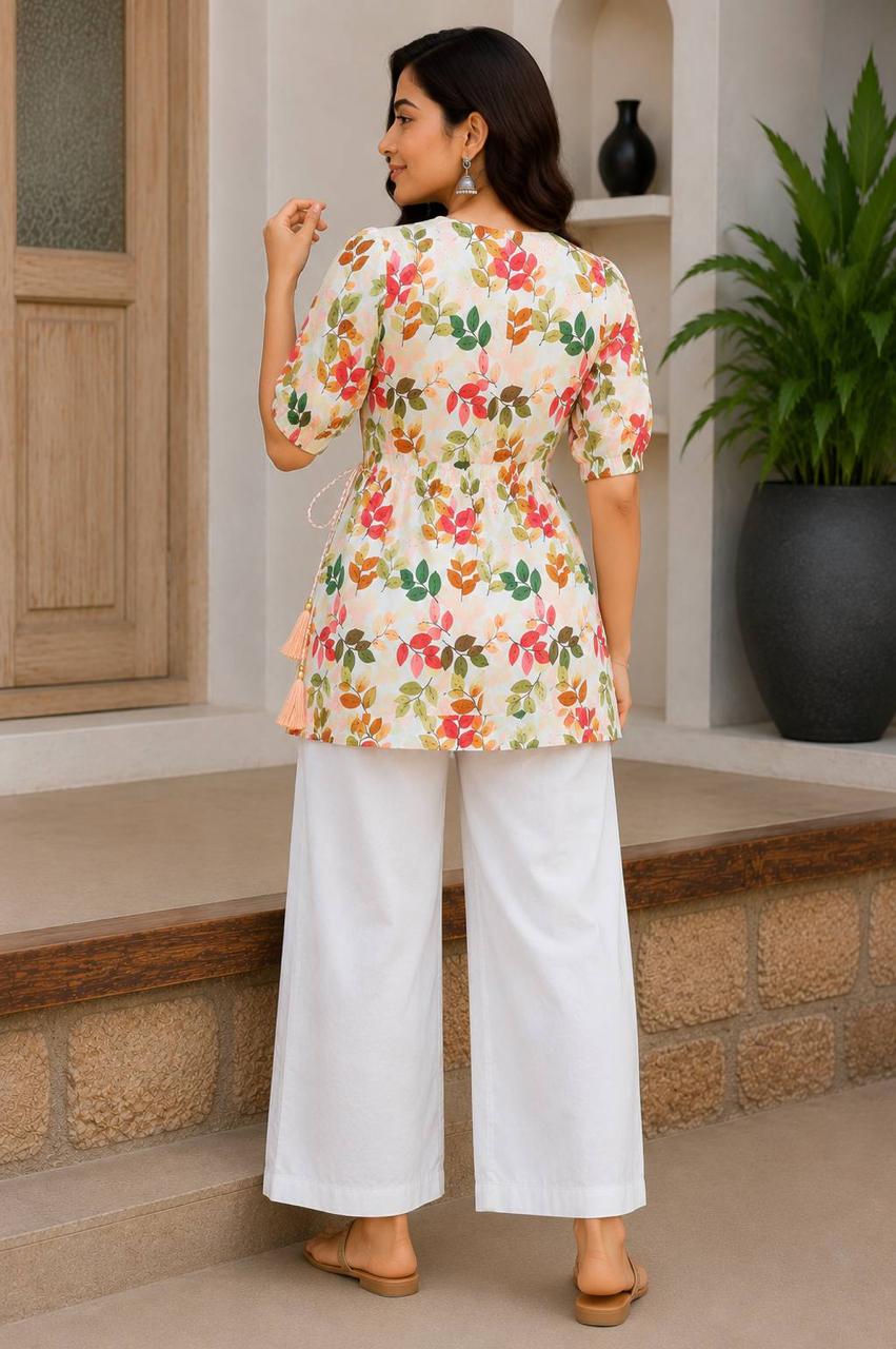 Digital Print Rayon Slub Top & Palazzo Co-Ord Set