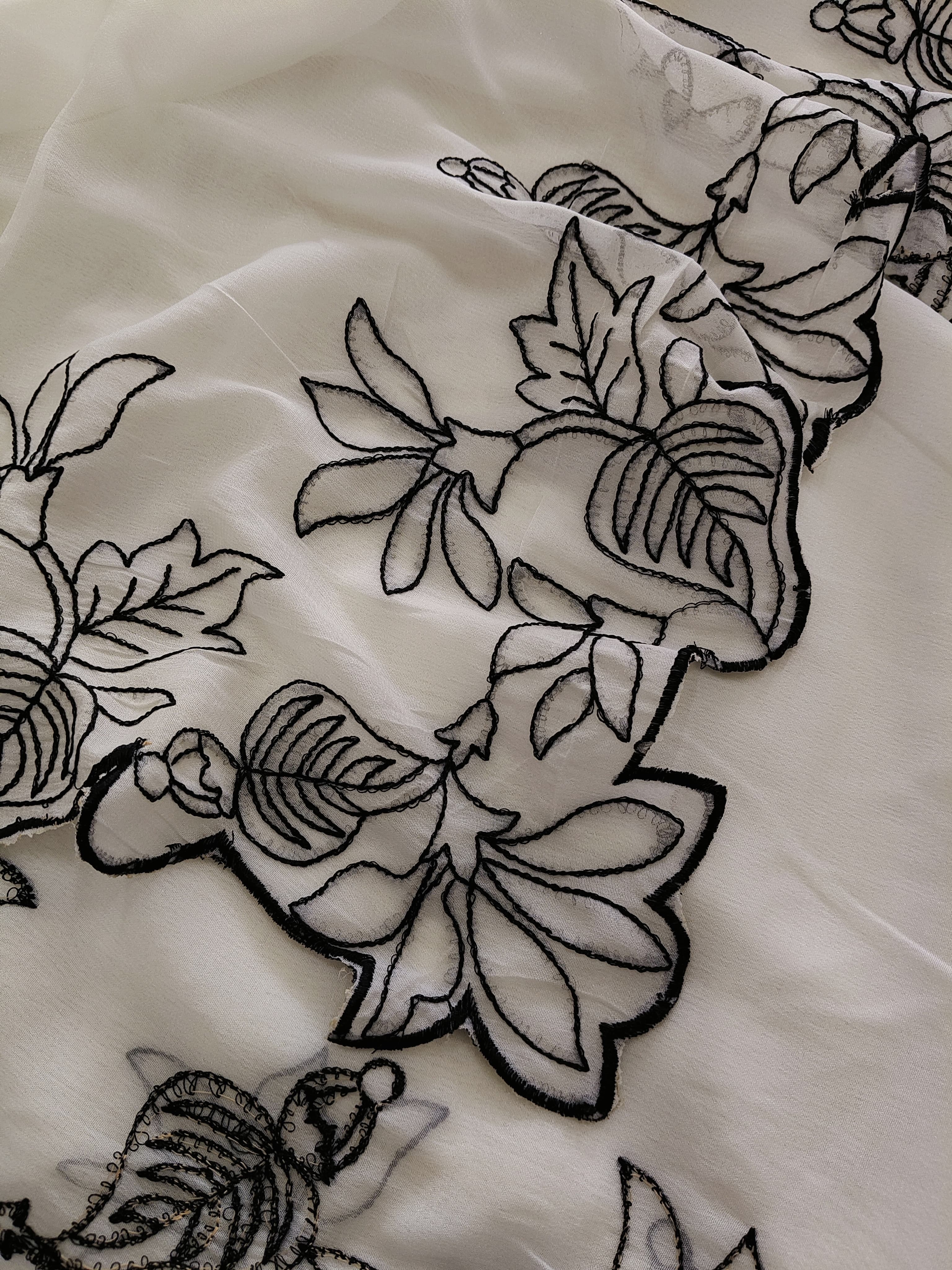 Floral Embroidered Star Georgette Saree with Blouse