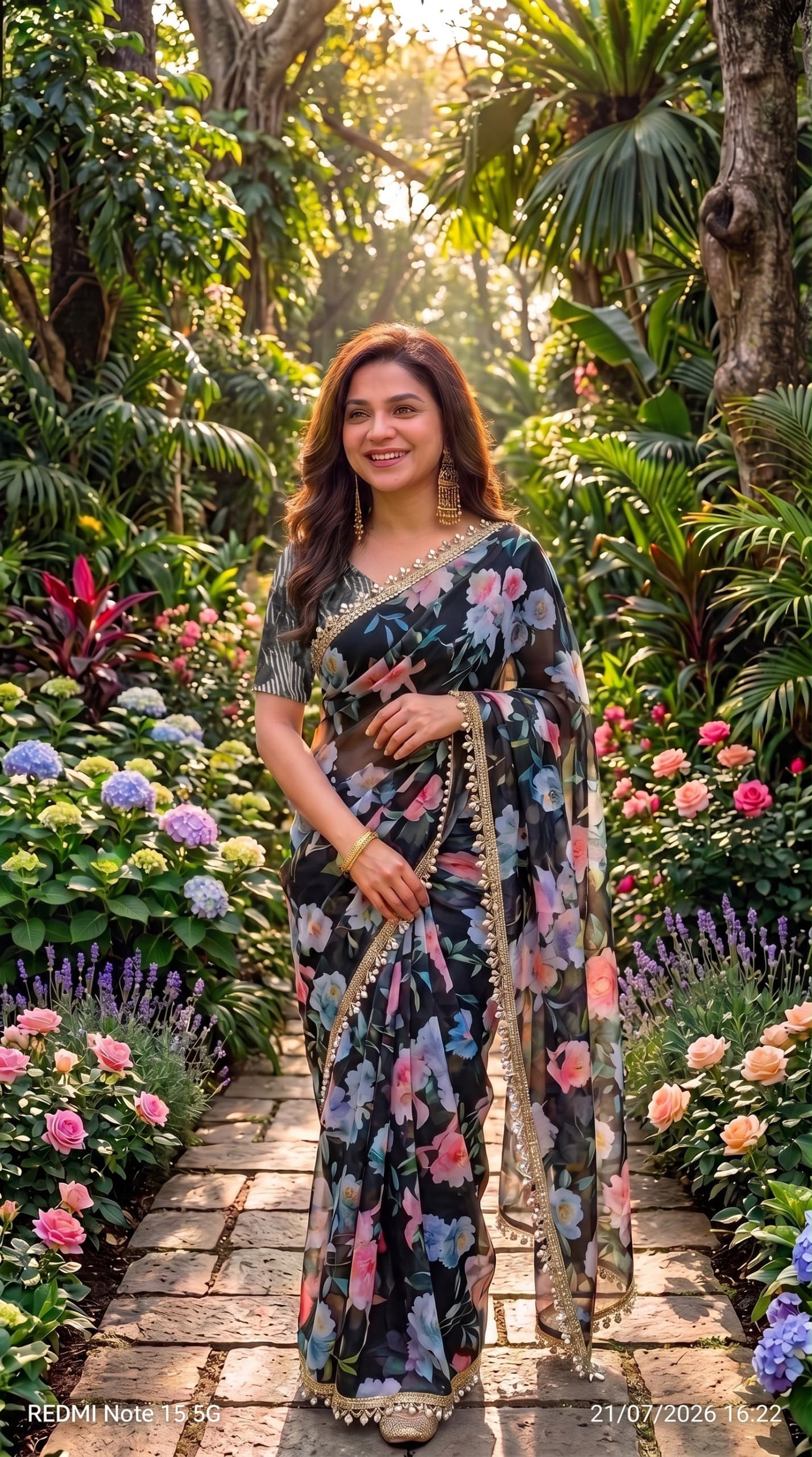 Digital Printed Soft Georgette Saree with Khatli Handwork Blouse