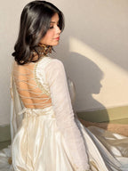 Heavy Upada Silk Embroidered Gown Pant & Dupatta Set