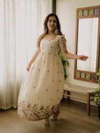 Embroidered Roman Silk Anarkali Gown