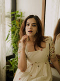 Embroidered Roman Silk Anarkali Gown