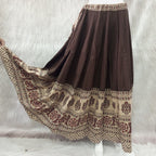 Plain Cotton Kali Skirt with Natural Border