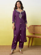 Zari Embroidered Zora Silk Blend Kurta Pant Set with Dupatta