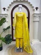 Nylon Organza Shrug Kurta Pant Dupatta Set
