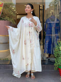 Cotton Embroidered Kurti Pant Dupatta Set