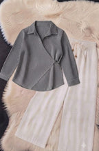 Striped Wrap Knot Top & Palazzo Co-Ord Set