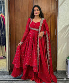 Heavy Vichitra Silk Embroidered Anarkali Suit