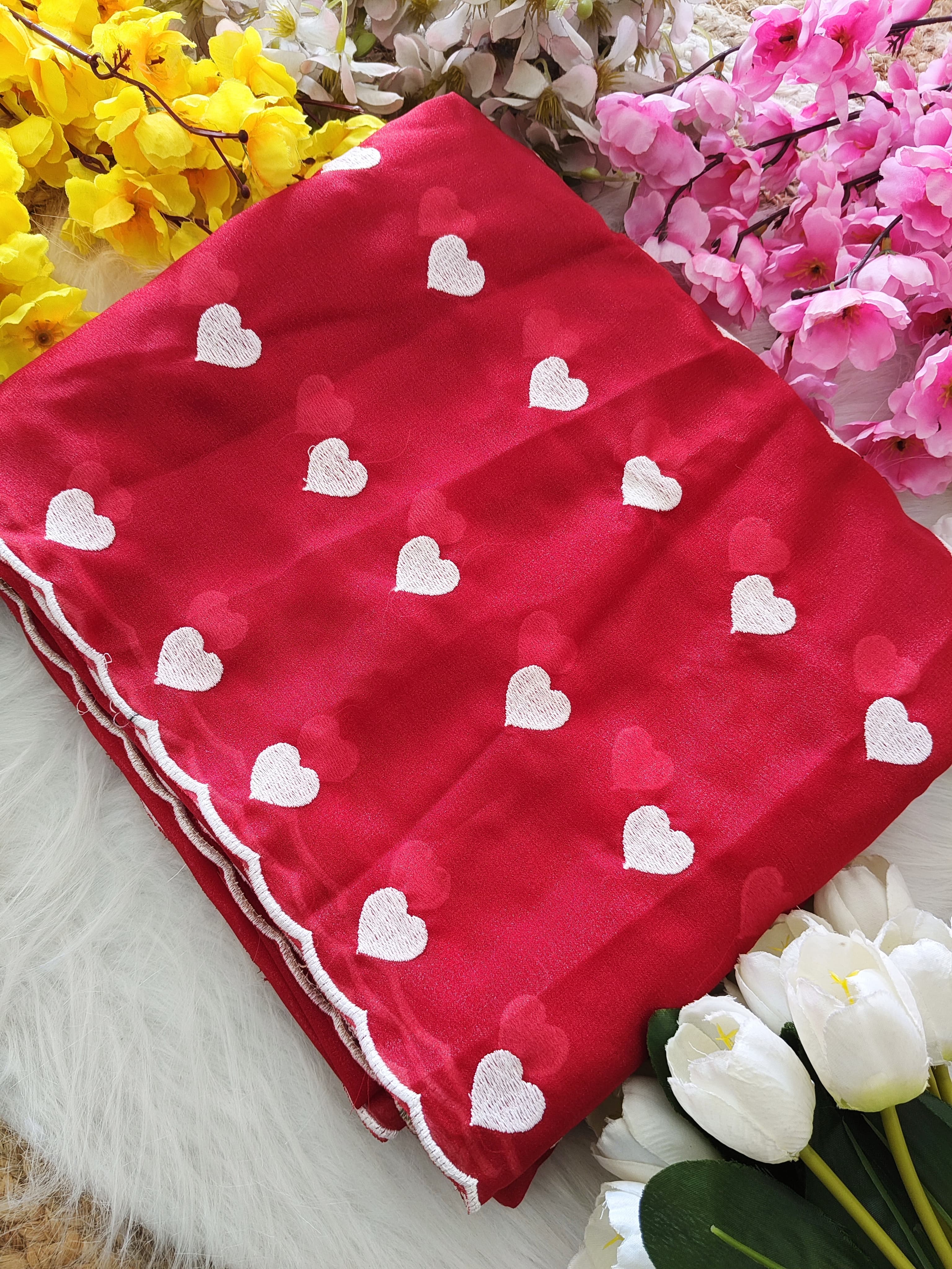 Designer Scallop Border Saree with Embroidered Blouse
