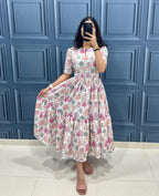 Printed Hakoba Cotton Maxi Dress