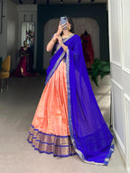 Kanchipuram Style Lehenga Set with Zari Border & Dupatta