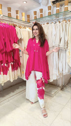 Cotton Loose Fit Co-Ord Set with Printed Palazzo
