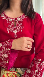 Pure Cotton Hand Embroidered Co-ord Set with Flared Pants